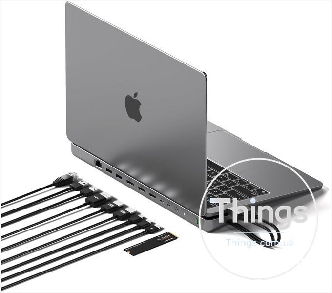 Док-станція Satechi Dual USB-C Docking Station & Stand (Dual 4K HDMI+DisplayPort,75WPD, 2&times;USB-C Data, 2&times;USB-A, слот SSD K1-000757 фото