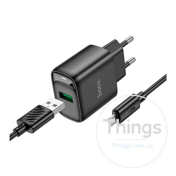 Мережевий Зарядний Пристрій Hoco C140A 1USB QC 18W+USB to Micro Од1-00045693 фото
