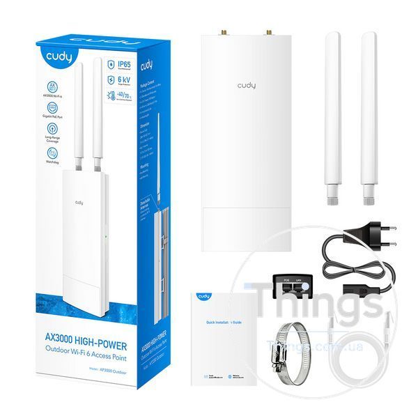 Точка доступу зовнішня WiFi 6 2.5G Cudy AP3000 OUTDOOR з підтримкою Mesh дводіапазонна K3-73-00527 фото