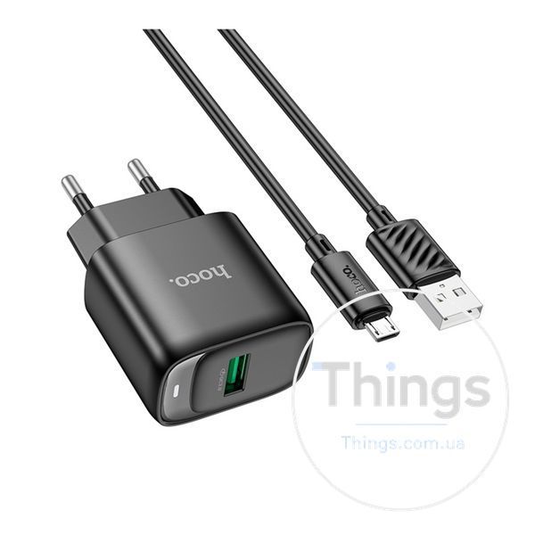 Мережевий Зарядний Пристрій Hoco C140A 1USB QC 18W+USB to Micro Од1-00045693 фото