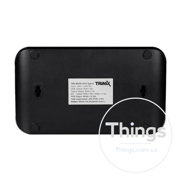 Джерело безперебійного живлення DC UPS Trinix TRX-MUPS-1812 Type-C (20000mAh LiFePo4) 5V/9V/12V/48V/PoE, LiFePo4 4*5Ah, для роутера і медіаконвертера K3-42-00149 фото