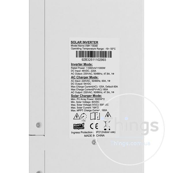 Гібридний інвертор для сонячних панелей 11kW Kraft VMH-10048 DC48V, 2MPPT, off-grid K3-42-00257 фото