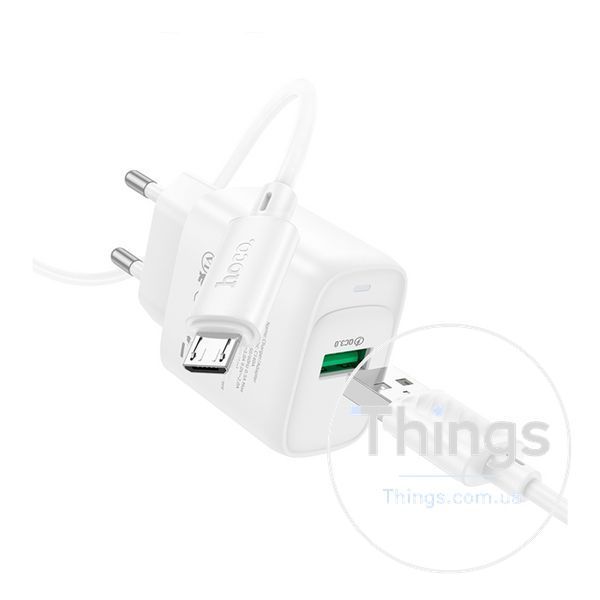 Мережевий Зарядний Пристрій Hoco C140A 1USB QC 18W+USB to Micro Од1-00045693 фото