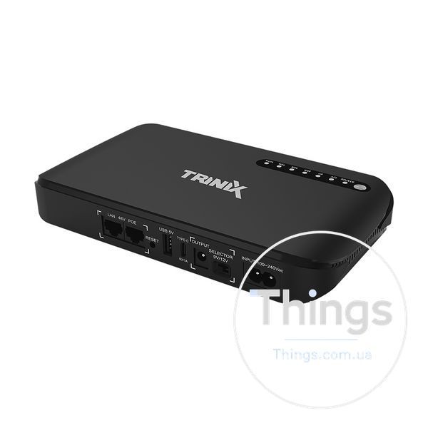Джерело безперебійного живлення DC UPS Trinix TRX-MUPS-1812 Type-C (20000mAh LiFePo4) 5V/9V/12V/48V/PoE, LiFePo4 4*5Ah, для роутера і медіаконвертера K3-42-00149 фото