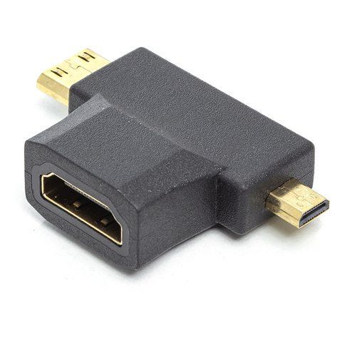 Перехідник PowerPlant HDMI (F) - mini HDMI (M)/micro HDMI (M) РР-CA912056 фото