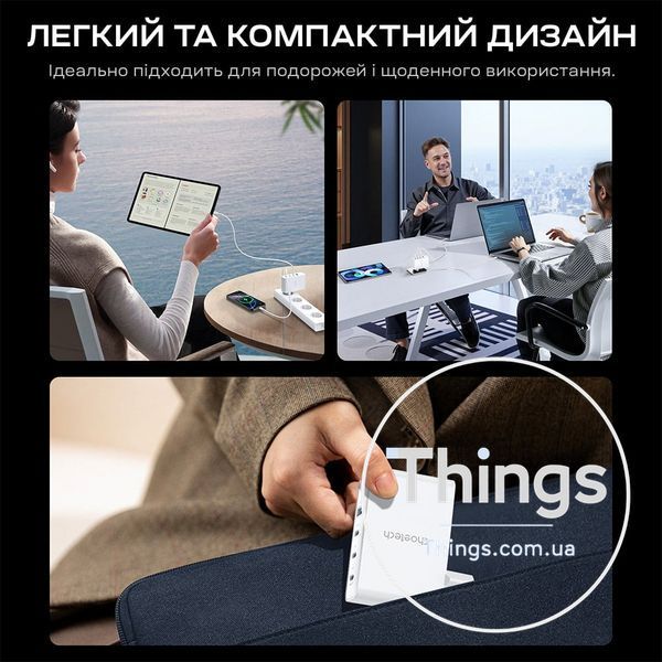 Мережевий зарядний пристрій Choetech PD9002 PD100W GAN USB-A+3xUSB-C White K3-43-00172 фото