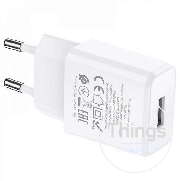 Home Charger 2.1A 1U Micro Cable (1m) Hoco N9 &mdash; White К2-000071402 фото