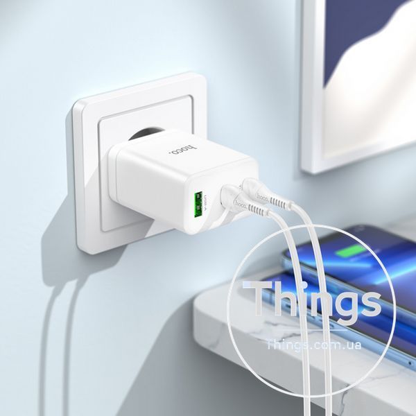 Home Charger 35W PD QC3.0 C to Lightning Cable (1m) Hoco N33 &mdash; White К2-000073872 фото