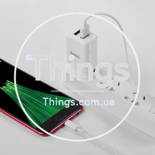 Home Charger 2.1A 2U Micro Cable (1m) Hoco C62A White К2-000064305 фото