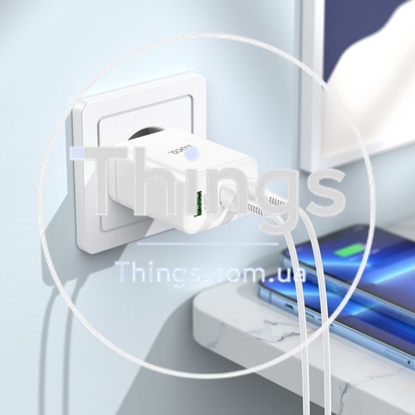 Home Charger 35W PD QC3.0 C to Lightning Cable (1m) Hoco N33 &mdash; White К2-000073872 фото