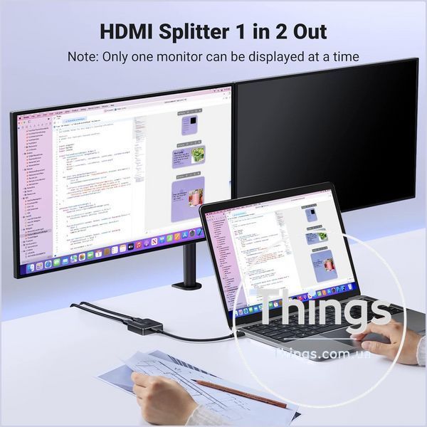 HDMI перемикач UGREEN (50966) двонаправлений 2 в 1, 4K 60 Гц UHD HDR, компактний, чорний K1-000811 фото