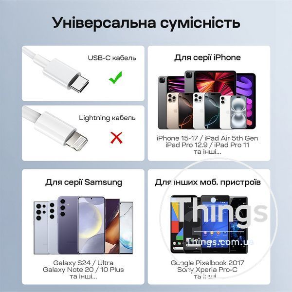 Мережевий зарядний пристрій Choetech PD3042 mini PD45W USB-C White K3-43-00156 фото