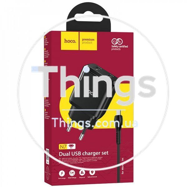Home Charger 2.1A 2U Micro Cable (1m) Hoco N7 &mdash; Black К2-000071410 фото