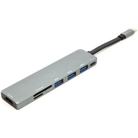 Перехідник PowerPlant USB 3.1 Type-C - USB Hub, HDMI, Card Reader (SD, micro SD) CA912094 фото