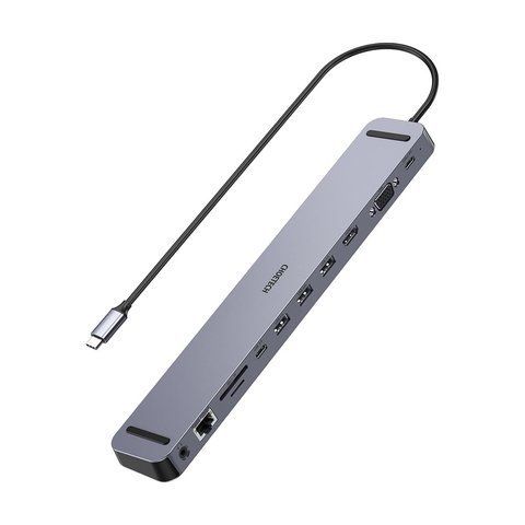 USB-C хаб 11-в-1 Choetech M20 HDMI 4K@30Hz, VGA, 3 USB-A 3.0, USB-C 3.0, RJ45, USB-C PD, SD-card, TF-card, 3.5mm audio K3-43-00154 фото