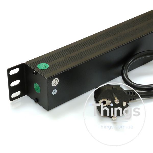 Блок 19" на 8 роз. нім. станд., 16А, 1U, з вимикачем, шнур 1.8 м CM-9821 фото