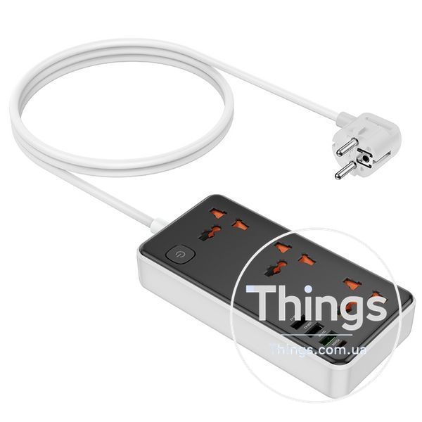 Мережевий Подовжувач Hoco AC8A PD30W/QC18W/1C3A 1.5m Од1-00039599 фото