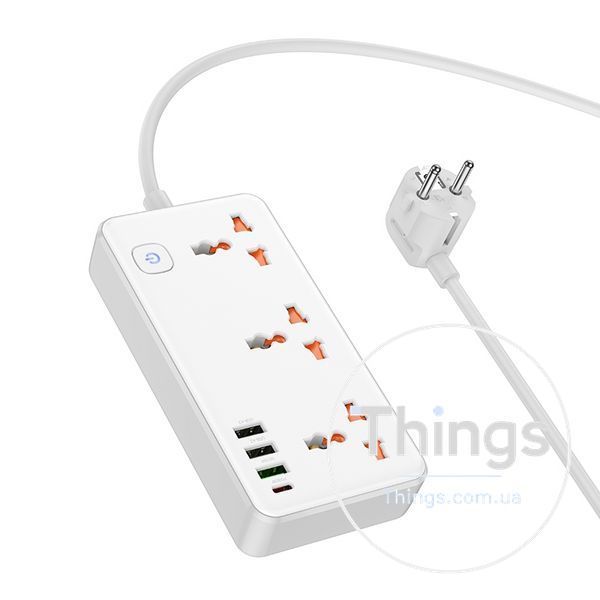 Мережевий Подовжувач Hoco AC8A PD30W/QC18W/1C3A 1.5m Од1-00039599 фото