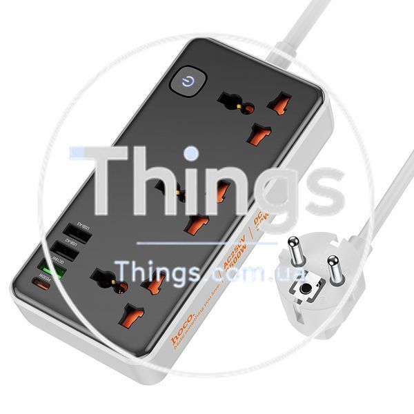 Мережевий Подовжувач Hoco AC8A PD30W/QC18W/1C3A 1.5m Од1-00039599 фото