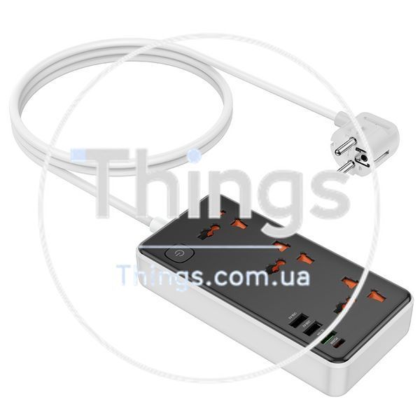 Мережевий Подовжувач Hoco AC8A PD30W/QC18W/1C3A 1.5m Од1-00039599 фото
