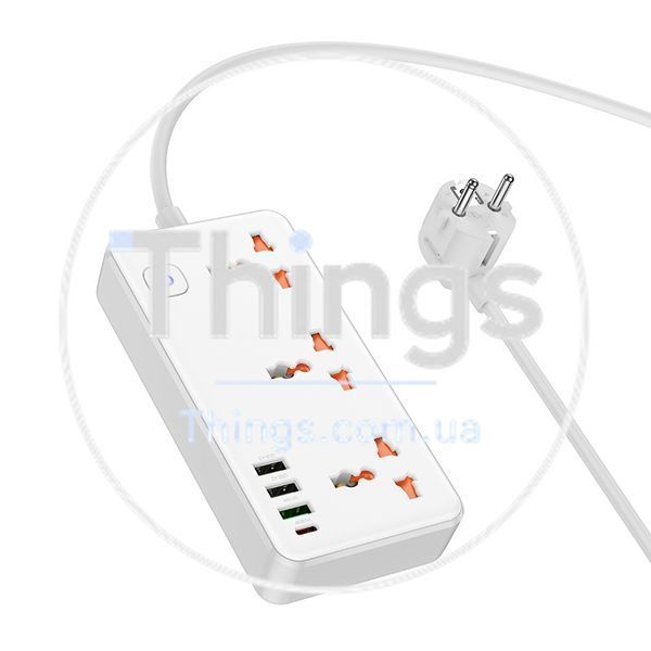 Мережевий Подовжувач Hoco AC8A PD30W/QC18W/1C3A 1.5m Од1-00039599 фото