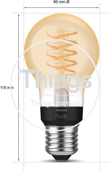 Умная LED лампочка Philips Hue E27 White A60 Retro 7W, ZigBee, Bluetooth, Apple HomeKit K1-000502 фото