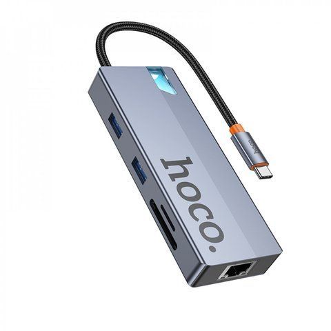 HUB USB C To HDTV ; RJ45 ; SD/TF ; PD ; Type-C3.0 2USB &mdash; Hoco HB52 K2-000080907 фото