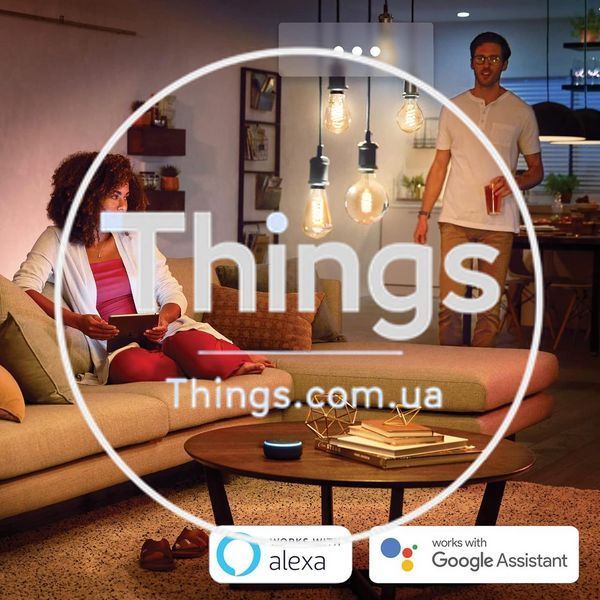 Умная LED лампочка Philips Hue E27 White A60 Retro 7W, ZigBee, Bluetooth, Apple HomeKit K1-000502 фото