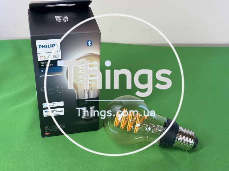 Умная LED лампочка Philips Hue E27 White A60 Retro 7W, ZigBee, Bluetooth, Apple HomeKit K1-000502 фото