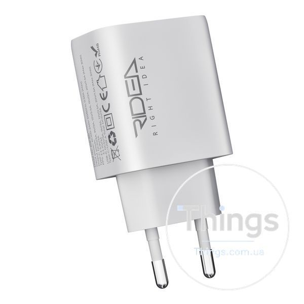 Мережевий Зарядний Пристрій Ridea RW-30120 Turbo 1USB/1USB-C QC/PD 30W Од1-00046170 фото