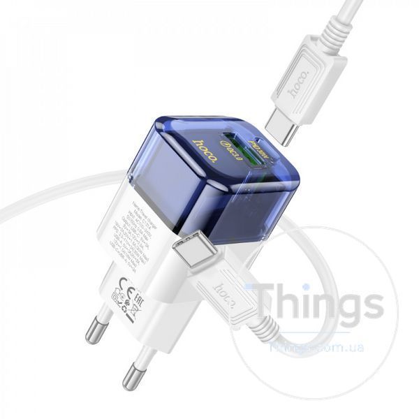 Home Charger 30W PD QC3.0 C to C Cable (1m) Hoco C131A &mdash; Transparent Black К2-000078180 фото