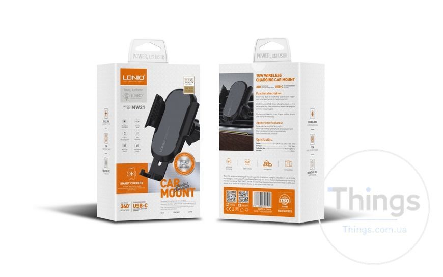 Автомобільний Зарядний Пристрій - Автотримач LDNIO MW21 Wireless 15W Од1-00038339 фото