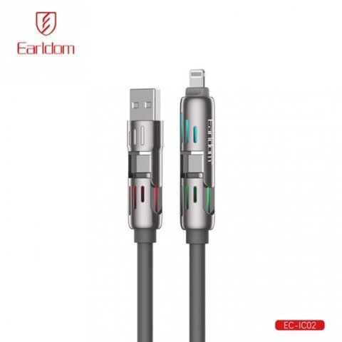 Silicone Cable 4 in 1 ( USB A. Type C to TYPE C, Lightning ) 240W (1.2m) &mdash; Earldom EC-IC02 K2-000083418 фото