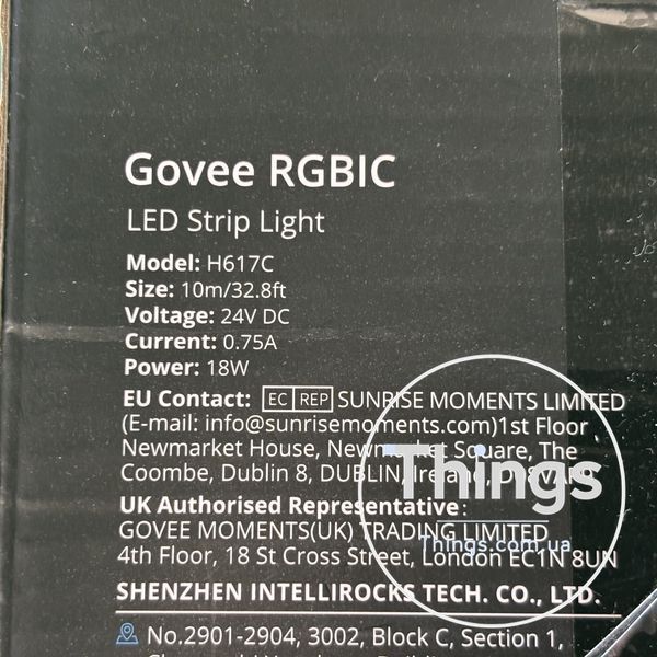 Розумна світлодіодна стрічка Govee H617C 10м з Bluetooth RGBIC підсвітка K1-000530 фото