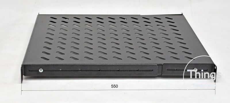 Полка 19" 4 точки кріпл. , 550мм глиб., перфорована , сталь , 1,5 мм , чорна CM-1169 фото