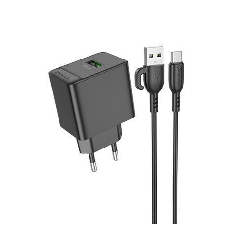 Мережевий Зарядний Пристрій Borofone BAS12A 1USB QC3.0 18W+USB to Type-C Од1-00044525 фото