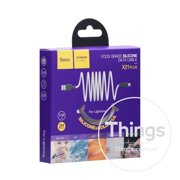 Кабель USB Hoco X21 Plus Silicone Lightning 2m Од1-00026124 фото