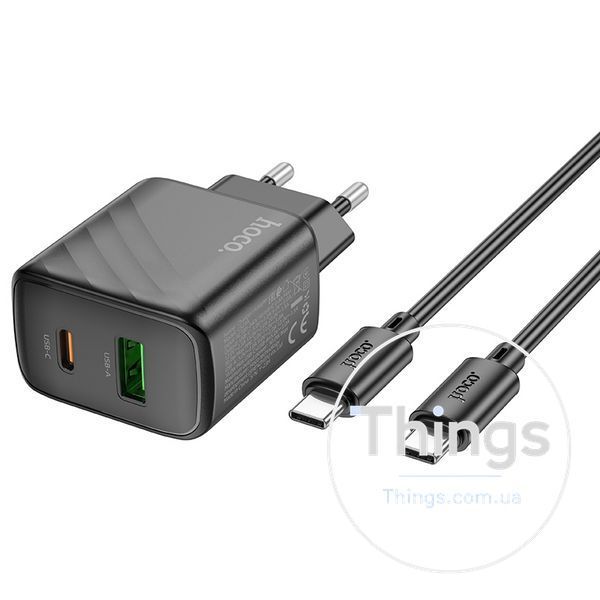 Мережевий Зарядний Пристрій Hoco CS23A 1USB/1USB-C PD/QC 30W+Type-C to Type-C Од1-00041172 фото