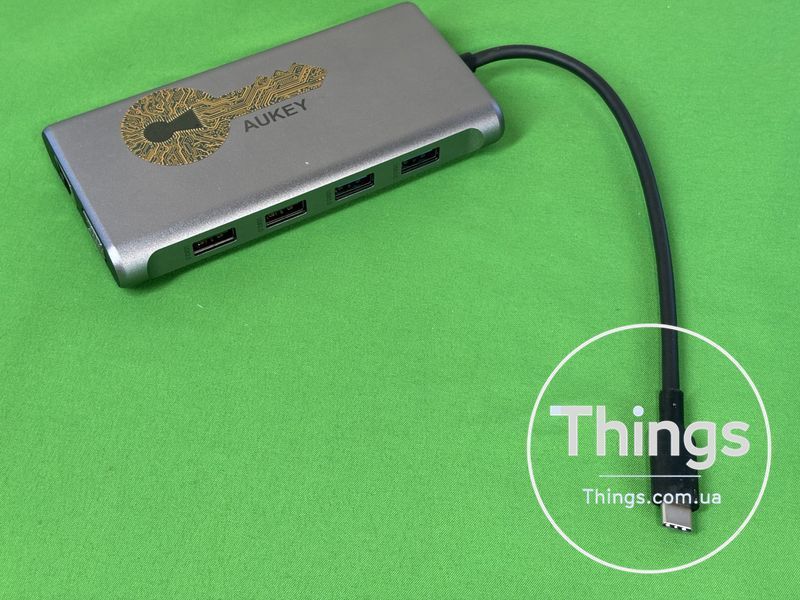 Док-станція Хаб Aukey CB-C89 USB-C Hub 10 в 1, PD 100 W, HDMI 4K, Кардридер, Lan 1000Mb. Уцінка K1-000454 фото