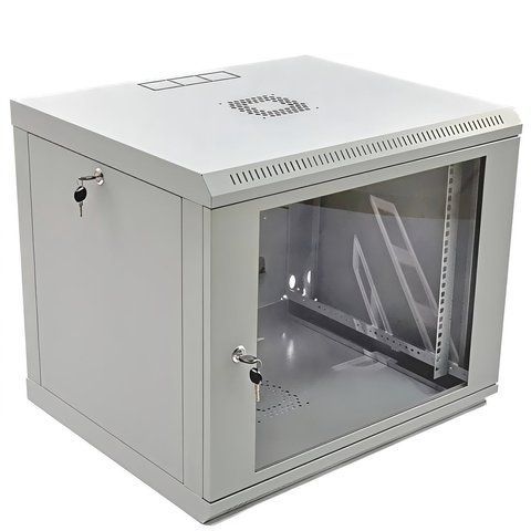 Шкаф 9U, 600x600x507 мм (ШxГxВ), L-type, акриловое стекло, серый CM-10517 фото