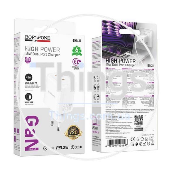 Home Charger 45W 2PD Borofone BN31 K2-000082103 фото