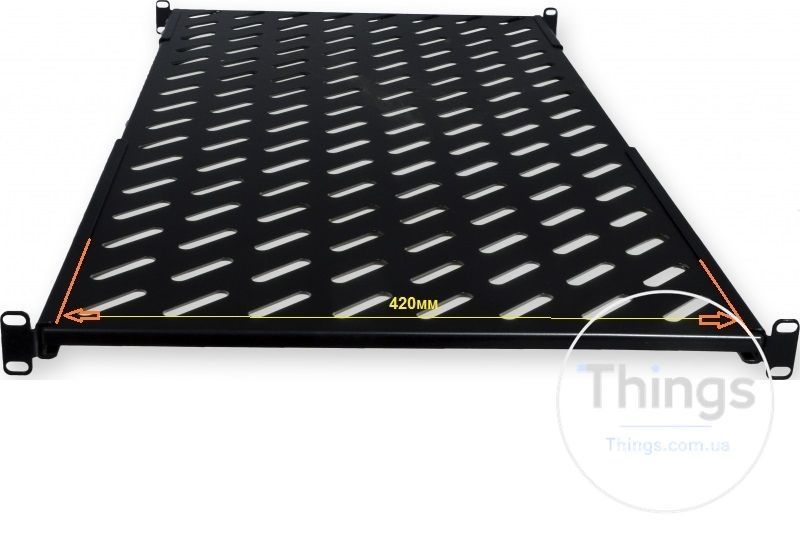 Полка 19 "4 точки кріпл. , 450мм глиб., перфорована , сталь , 1,5 мм , чорна CM-1167 фото
