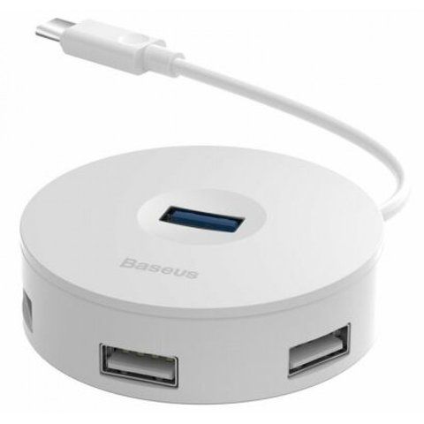 HUB USB C Baseus(CAHUB-G) Airjoy round box (Type-C to USB3.0*1+USB2.0*3）10cm &mdash; CAHUB-G02 White К2-000073919 фото