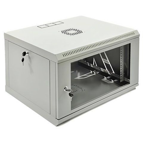 Шкаф 6U, 600х500х373 мм (ШxГxВ), L-type, акриловое стекло, серый CM-10516 фото