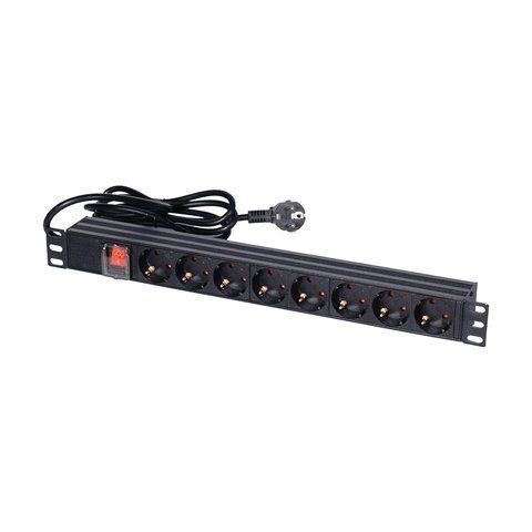 Блок розеток NVC-PDU/8M-16А Black для комутаційної шафи 19" на 8 розеток, з вимикачем K3-25-00073 фото
