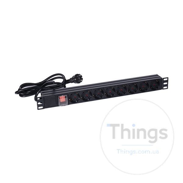 Блок розеток NVC-PDU/8M-16А Black для комутаційної шафи 19" на 8 розеток, з вимикачем K3-25-00073 фото
