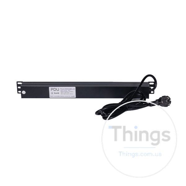 Блок розеток NVC-PDU/8M-16А Black для комутаційної шафи 19" на 8 розеток, з вимикачем K3-25-00073 фото