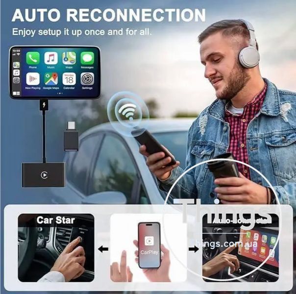 Автомобільний адаптер для бездротового зв'язку CarPlay і Apple Wireless Car Adapter K1-000335 фото