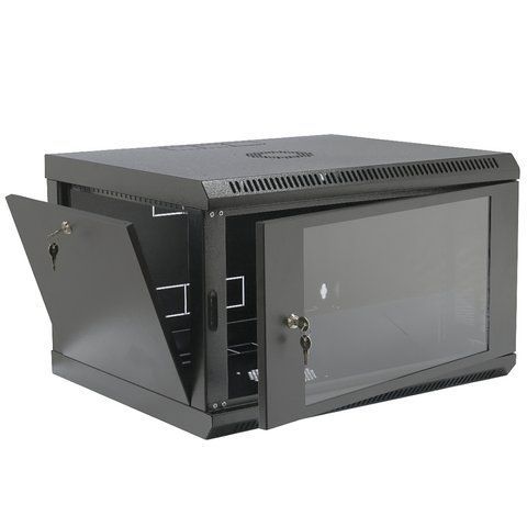 Шкаф 6U, 600х400х373 мм (ШxГxВ), L-type, акриловое стекло, черный CM-10494 фото
