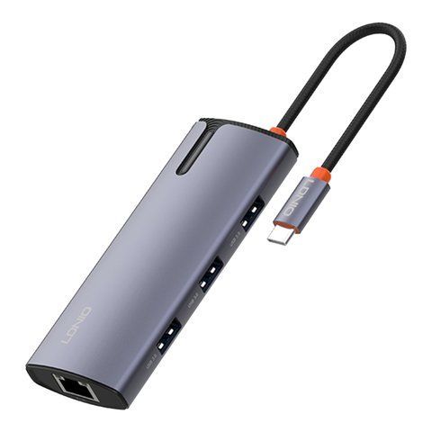 USB Hub LDNIO DS-16H Type-C To PD*1(100W)+HDMI*1(4K@30hz)+USB3.0*3+RJ45*1(1Gbps) Од1-00046916 фото